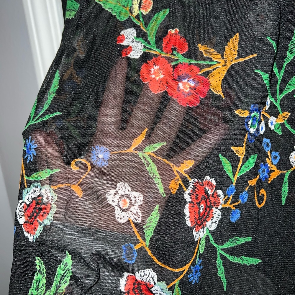 See through floral body suit